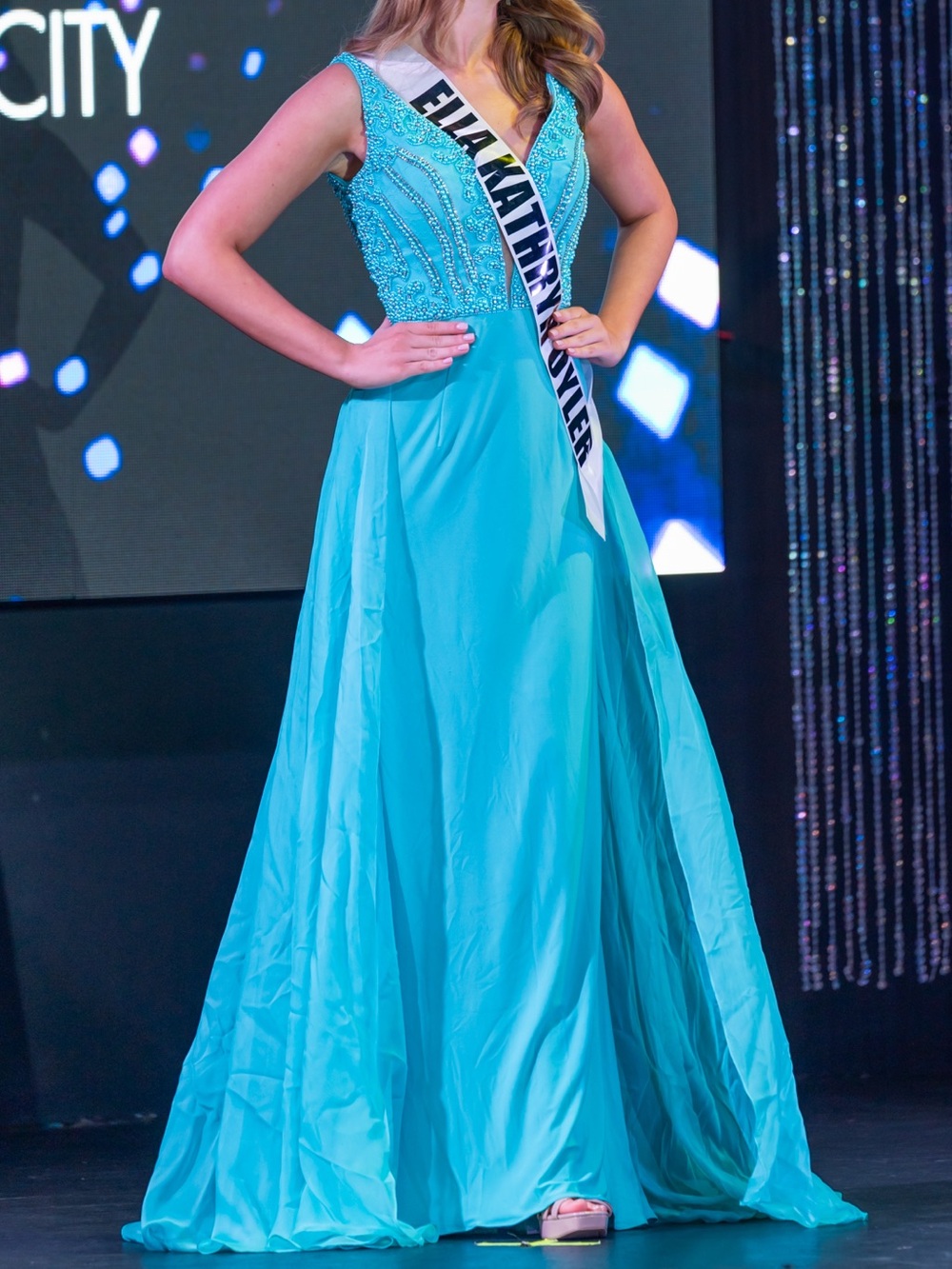Sherri Hill Turquoise Pageant Dress